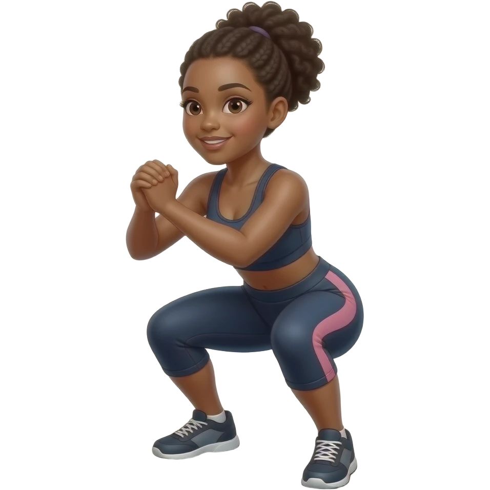 Black girl doing squats emoji