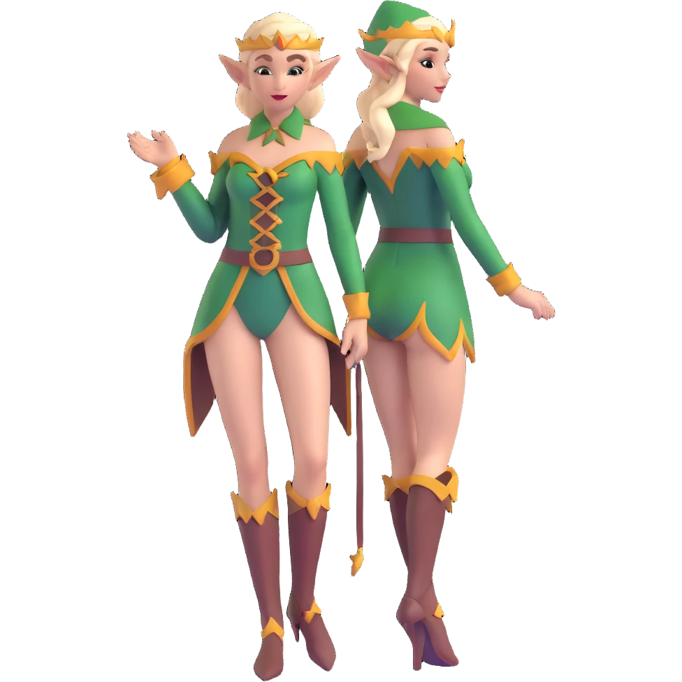 female elf portrait with body, elegant fantasy outfit emoji
