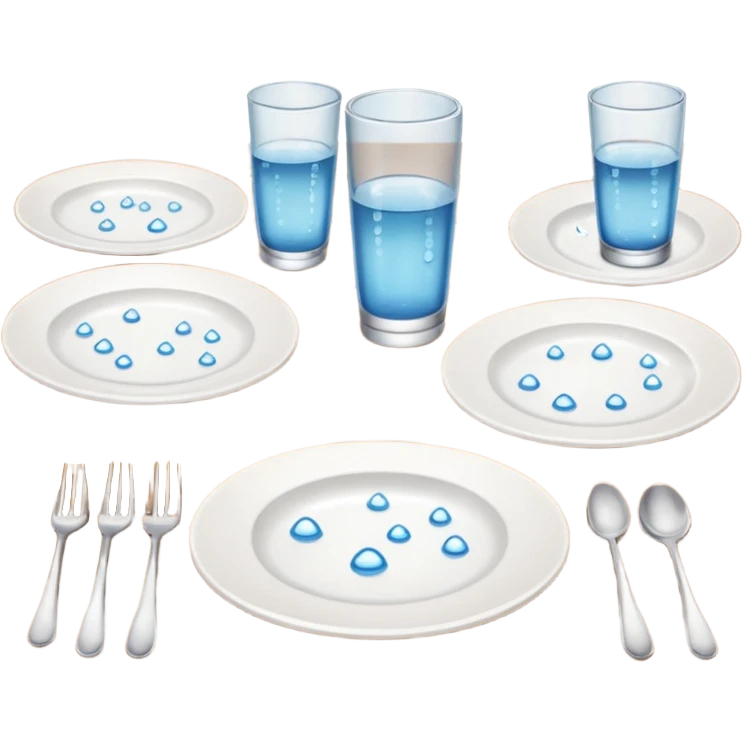 dirty table with empty plates and glasses emoji