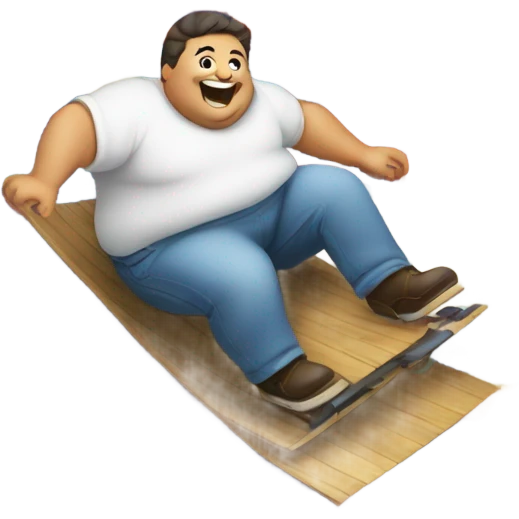 Fat guy on crazy carpet emoji