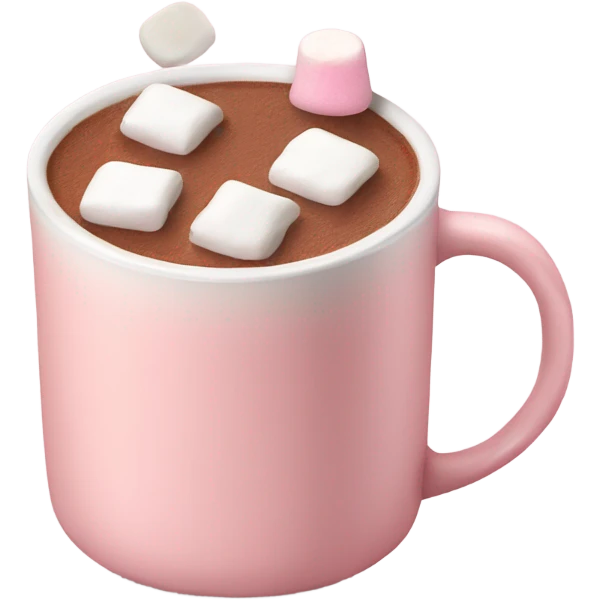 Light Pink mug of hot chocolate with marshmallows  emoji