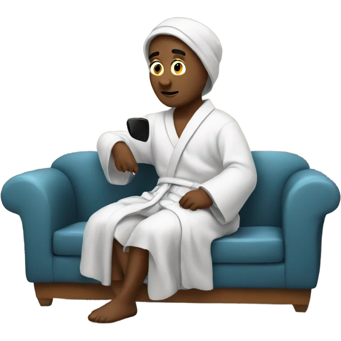 In robe watching tv emoji