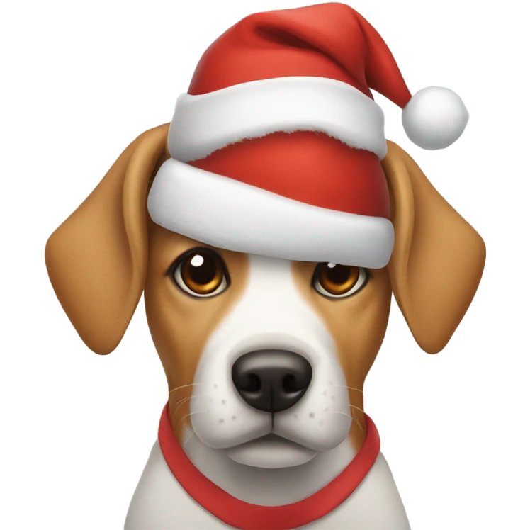 Dog wearing Santa hat emoji