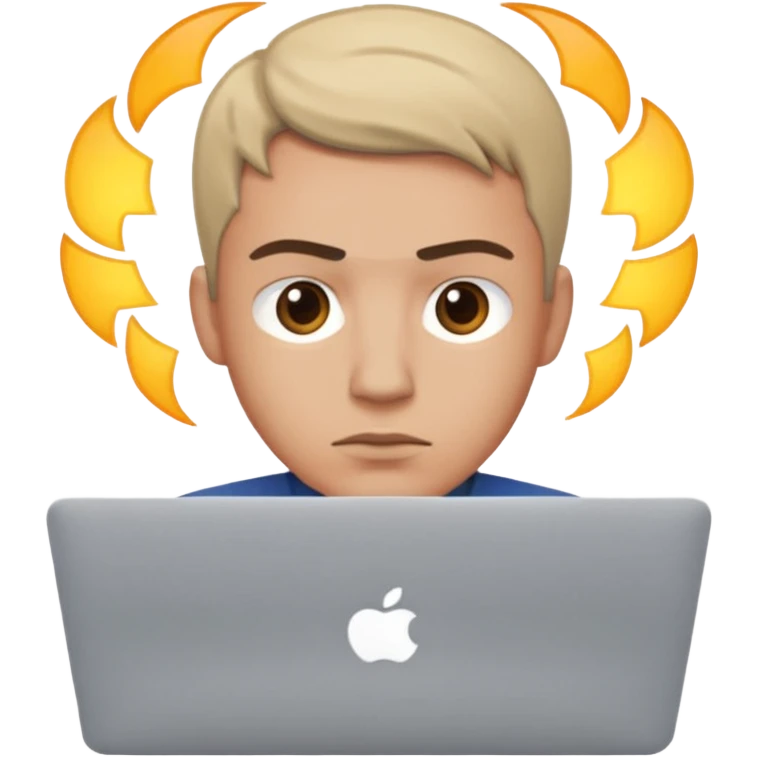 a man behind mackbook emoji