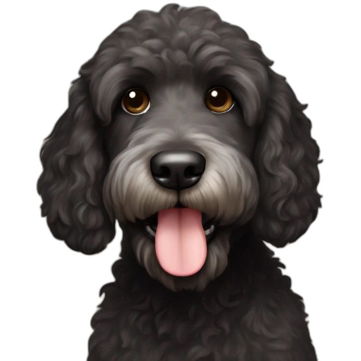 black face labradoodle dog with white chin and chest emoji
