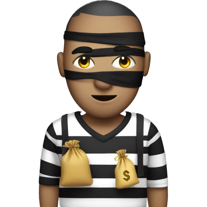 robber with eye mask striped shirt and money bag emoji