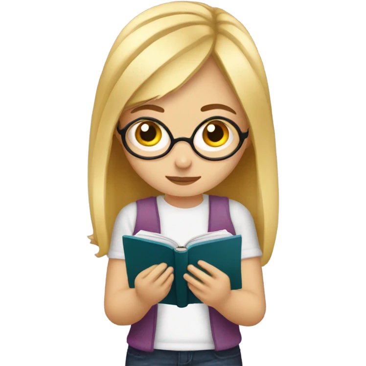 Blonde girl reading on kindle emoji