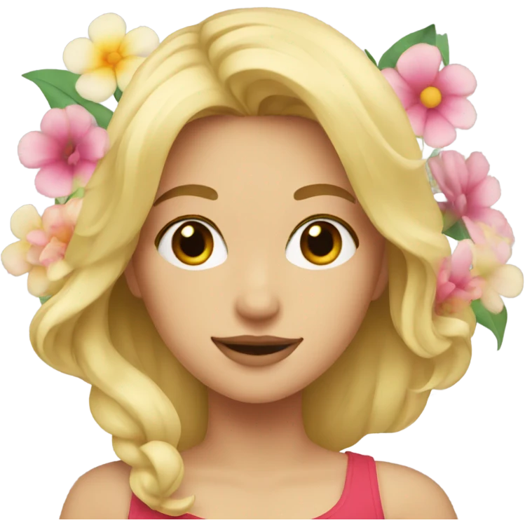 Blonde girl with flowers emoji