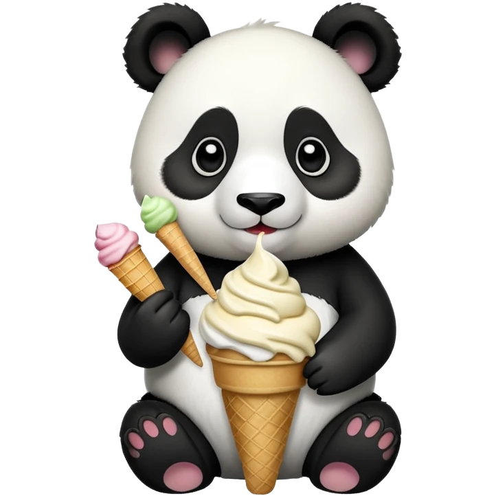 Panda eating ice cream emoji