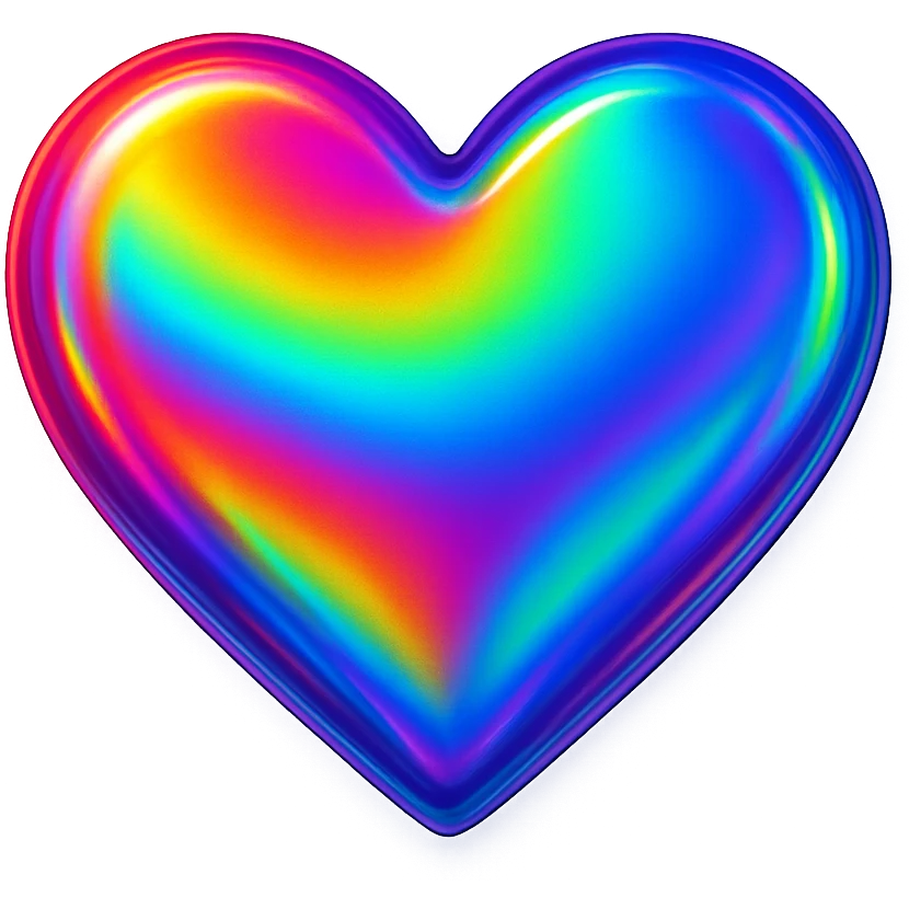 heart icon with a rainbow holographic effect, digital illustration emoji