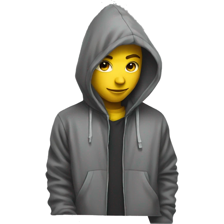 hooded young man doing graffiti emoji
