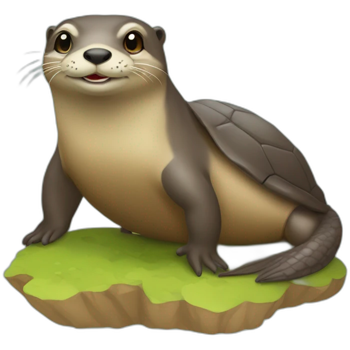 Une loutre sur une tortue emoji
