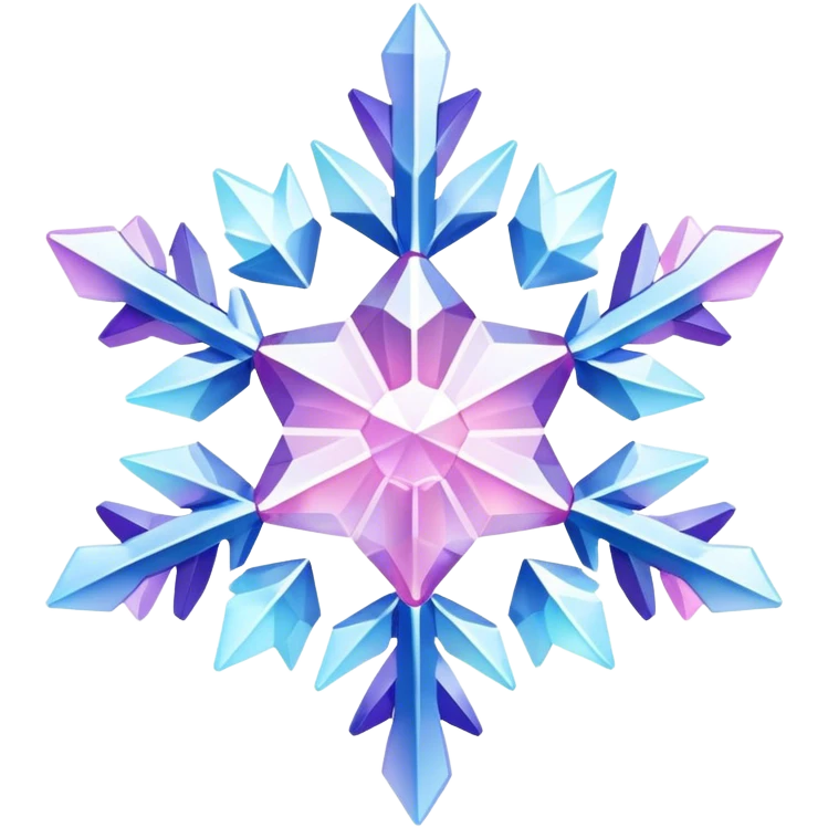 Gradient iridescent Pastel Pink violet blue white crystal snowflake  emoji