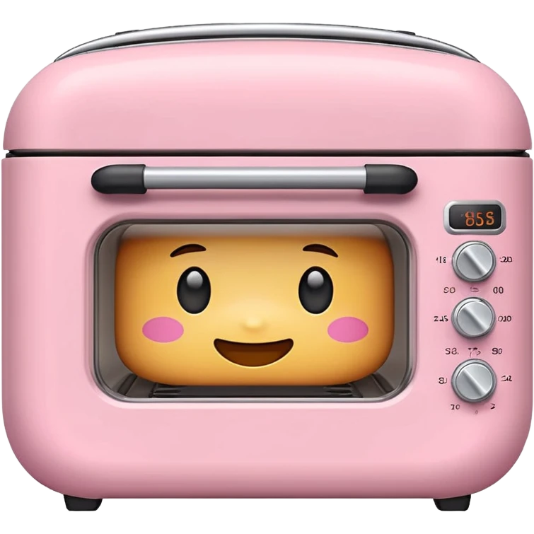 Cute emoji-style Ninja Combi countertop oven, pastel pink appliance, rounded edges, soft highlights, simple shadows, modern kitchen gadget aesthetic, kawaii but realistic, centered, white background emoji