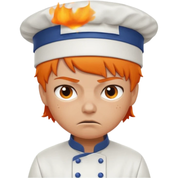 Short orange hair, angry, wearing chef uniform and chef hat emoji