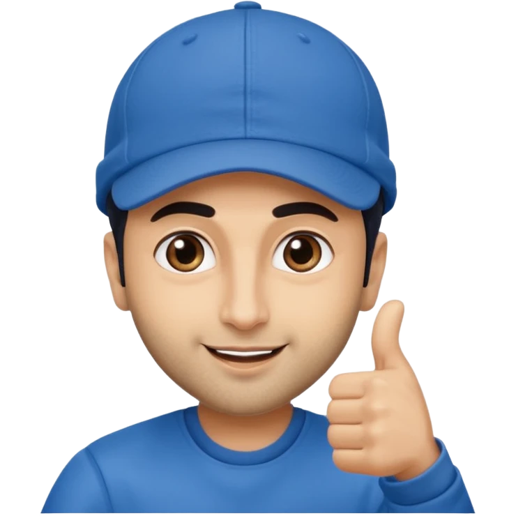 generate a pretty bratz emoji of ranbir kapoor wearing a blue cap and doing a thums up emoji