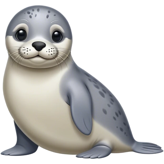 Cute, Disney-style harbor seal full body emoji