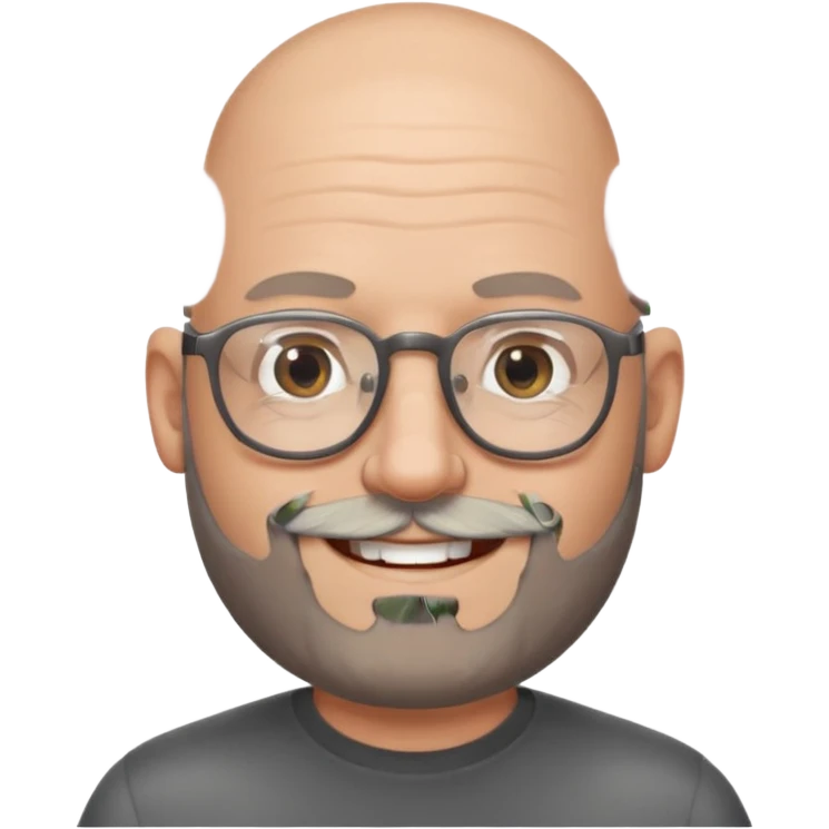 Bald man with salt and pepper beard and glasses emoji