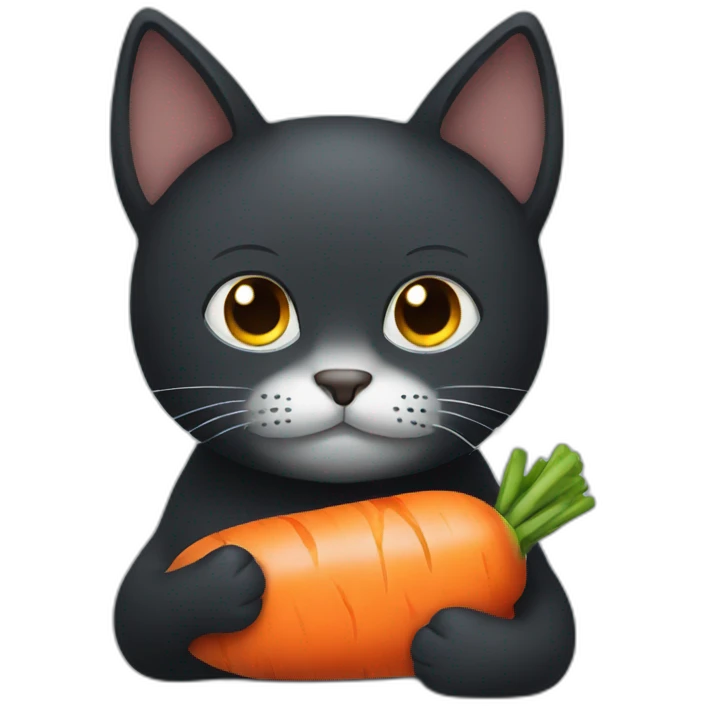 Sad dark cat holding carrot emoji
