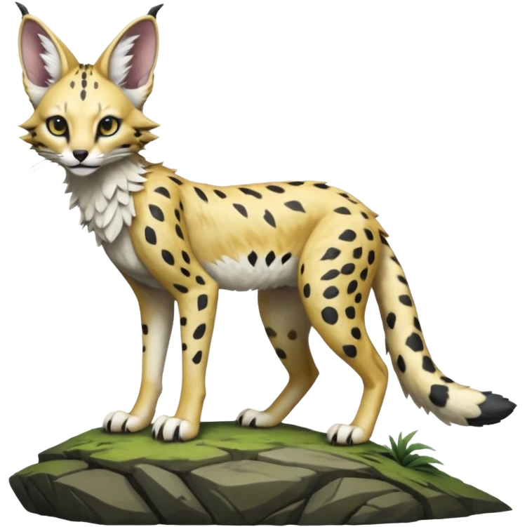 Epic complex detailed realistic aesthetic-scenic-Fakémon-Trico-Sergal-Serval-Vernid-creature emoji