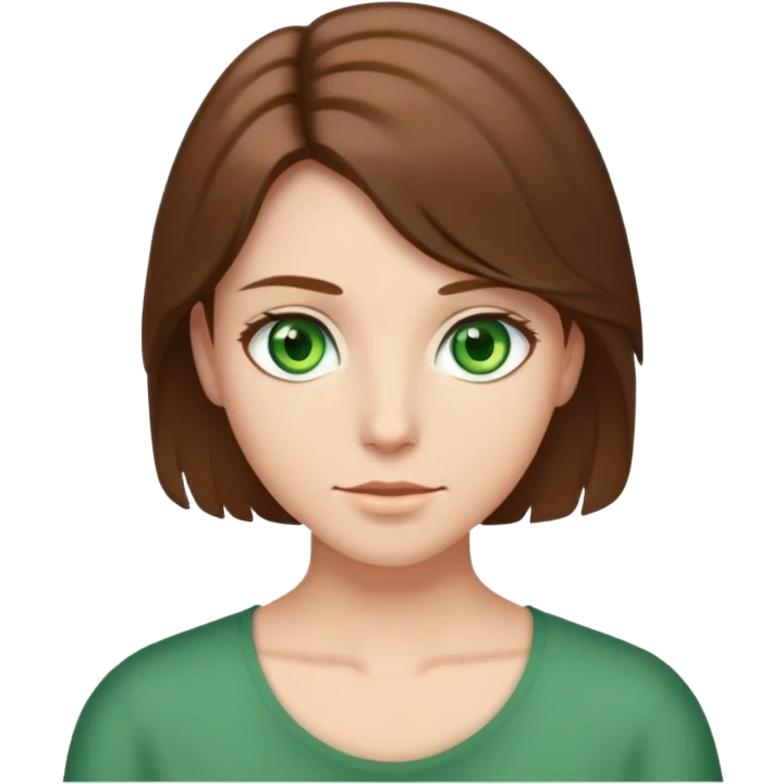 Brown shoulder length hair green eyes tan/ fair skin color  emoji