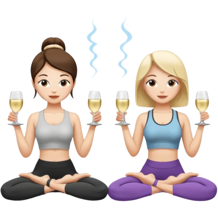 two girl yoga and prosecco  emoji