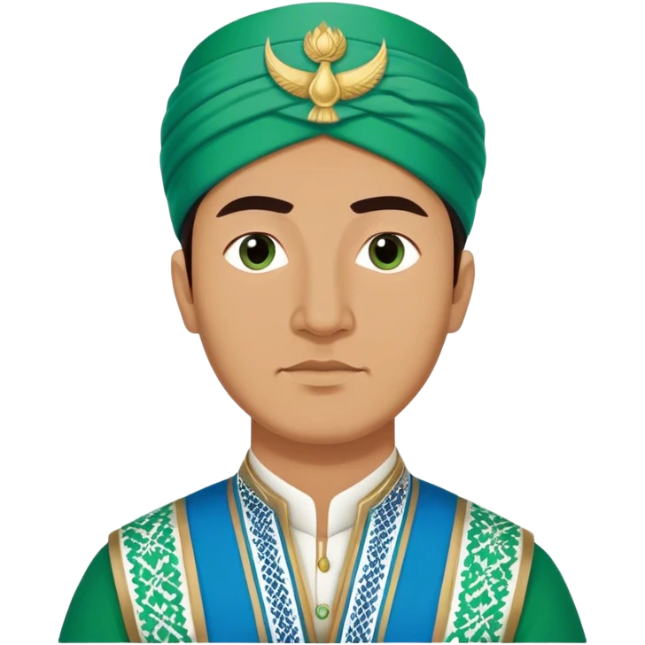 uzbek guy with green and blue national outfit without hat emoji