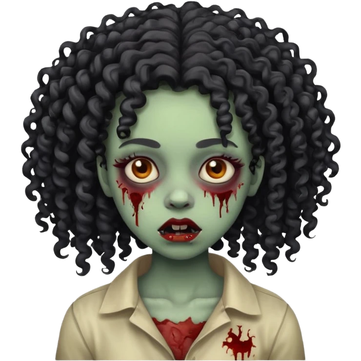 menina negra zumbis de cabelos cacheados  emoji