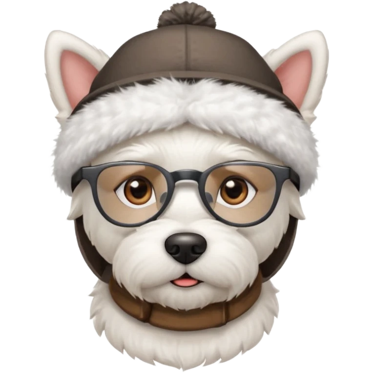 Westie Dog with Glasses and hat emoji