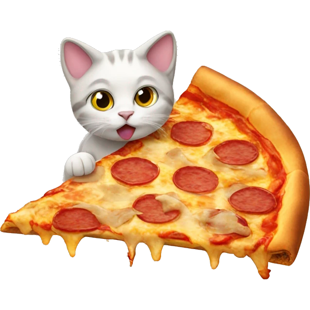 Cat eating pizza emoji