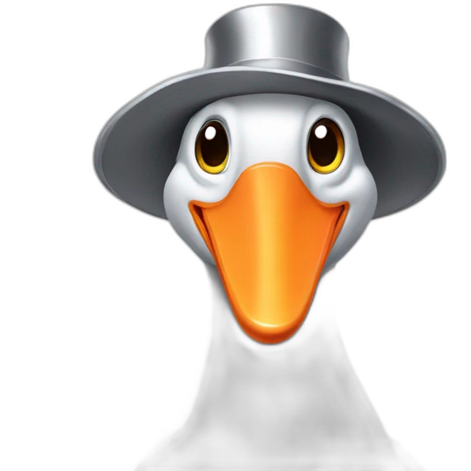 Silver goose with a hat emoji