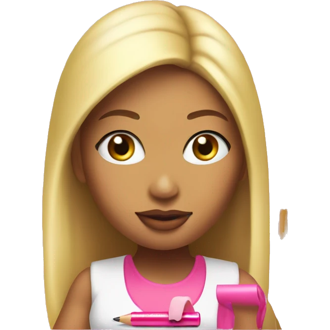 nicki minaj writing with pink pen emoji