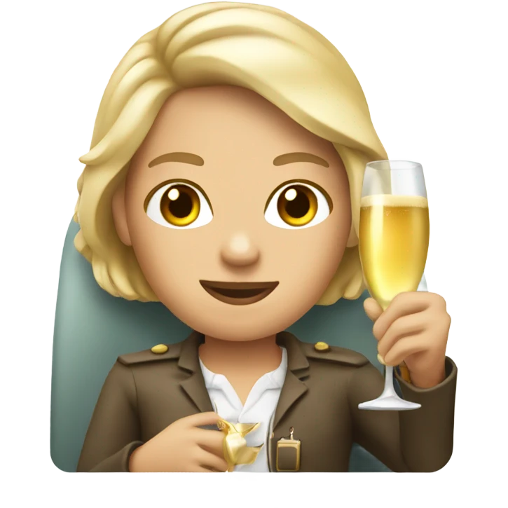 Passenger in first class with champagne emoji