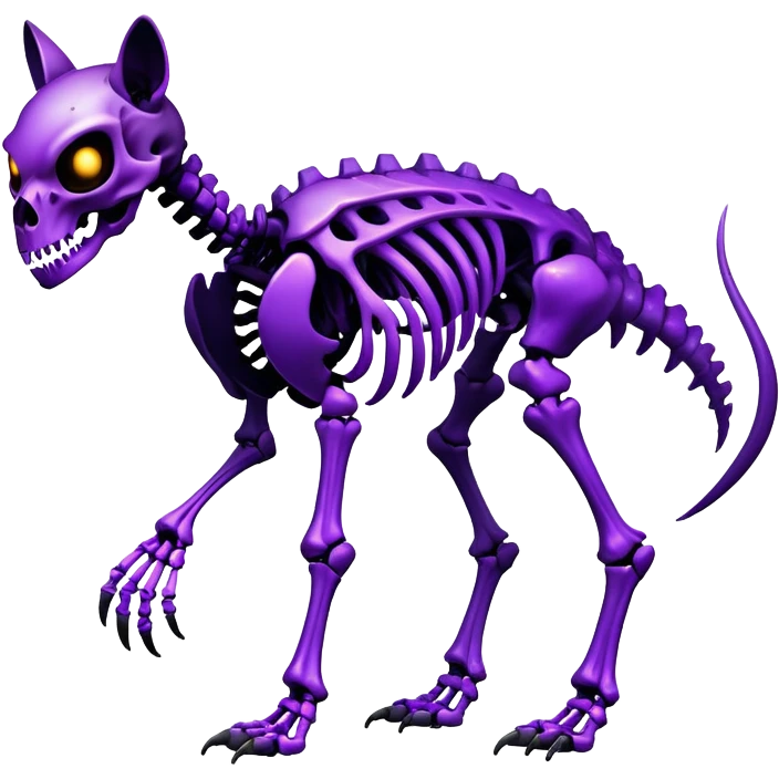 A black and purple gradient epic shiny cool edgy skeletal animal, full body emoji