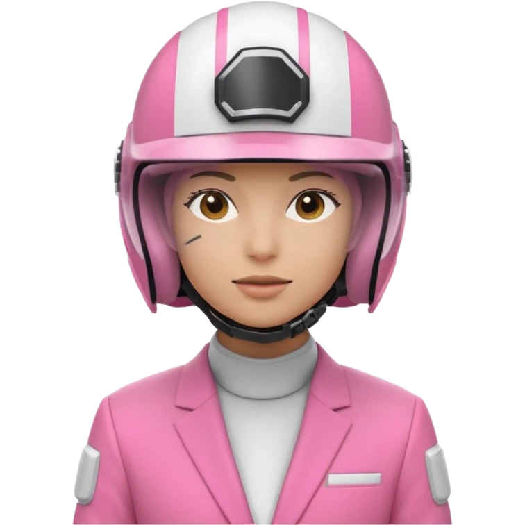Pink ranger with face covered helmet emoji