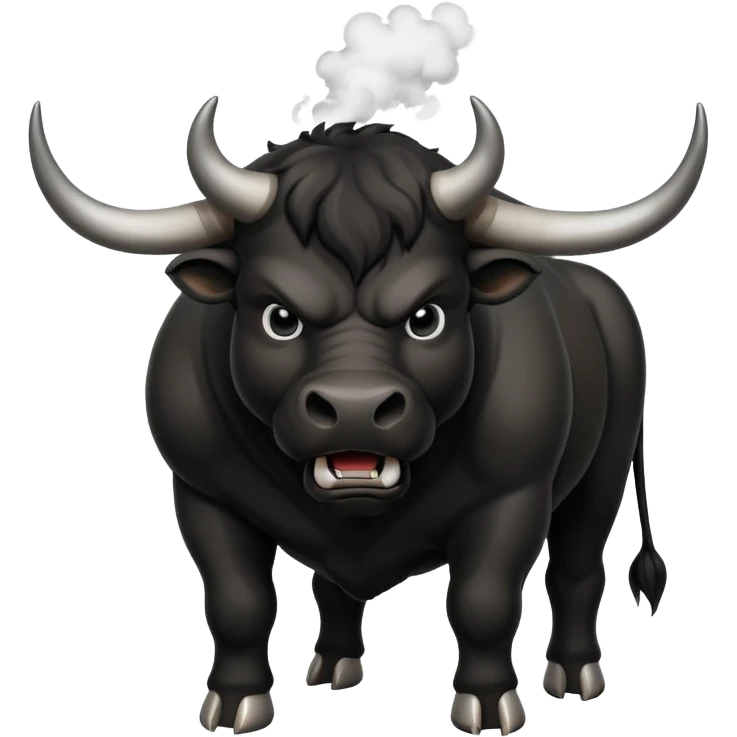 angry black bull pawing the ground with steam from nostrils emoji