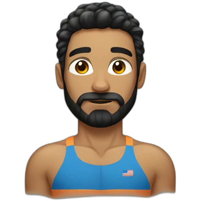 Swimmer googles muscles black hair and beard emoji