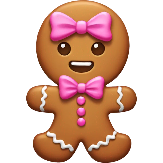 Gingerbread cookie with pink bow  emoji