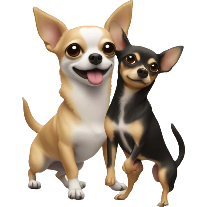 one Chihuahua and one shepherd twerking ￼ emoji