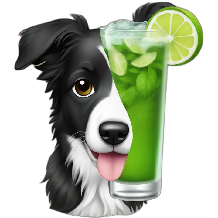 puppy border collie with glasses drinking mojito emoji