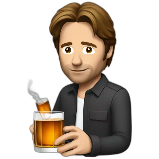 hank moody holds a glass of whisky and cigarettes emoji