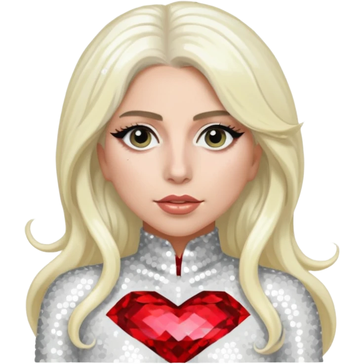 Lady Gaga with long platinum blonde hair, white sequin outfit emoji