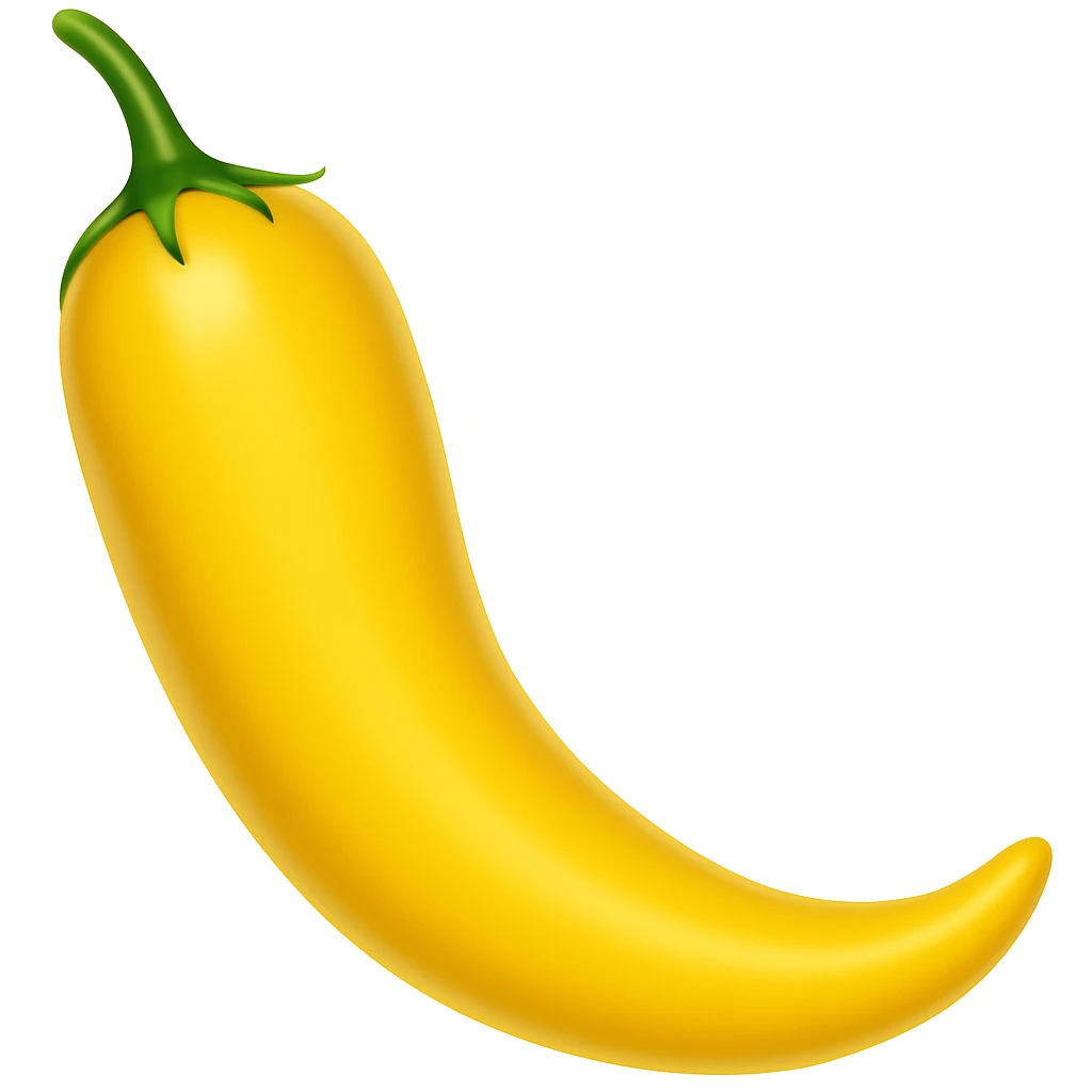 A chili pepper emoji in yellow color, vibrant and clear. emoji