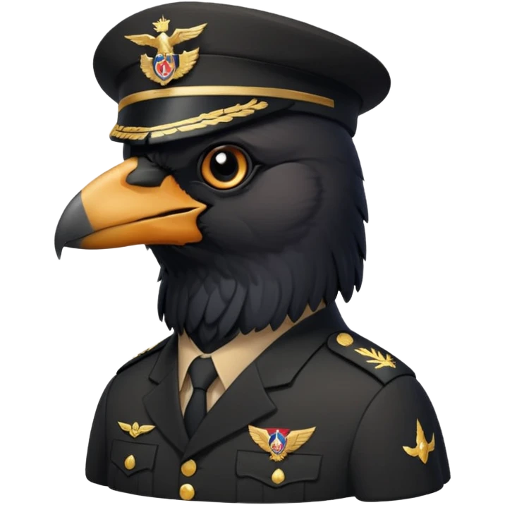 eine kleiner schwarzer rabe im military stil,   emoji