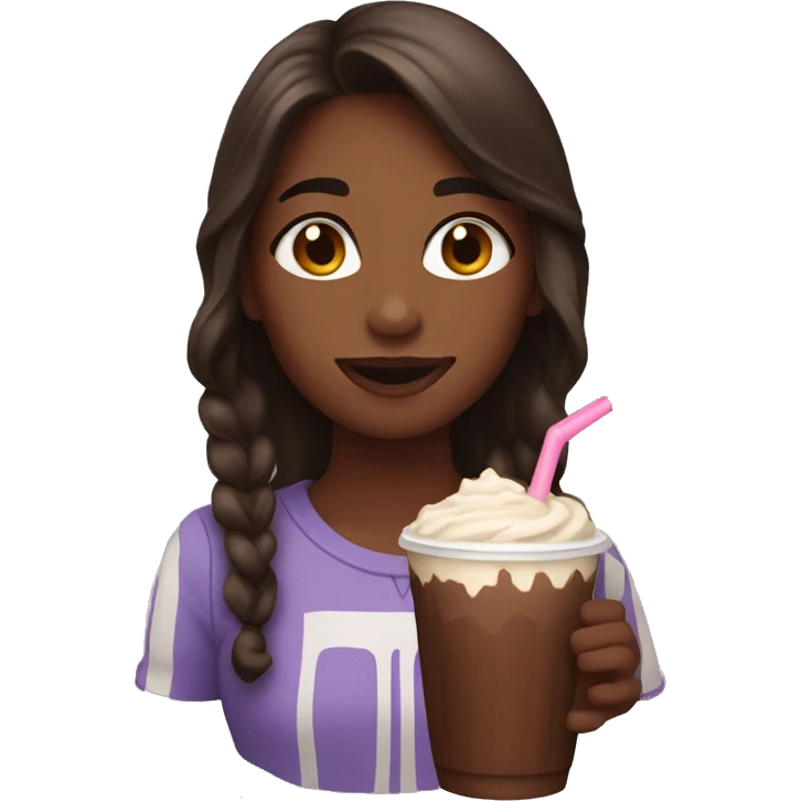 girl drinking chocolate shake emoji