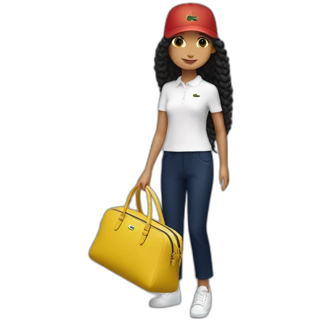 Lacoste bag latin girl with black lacoste cap emoji