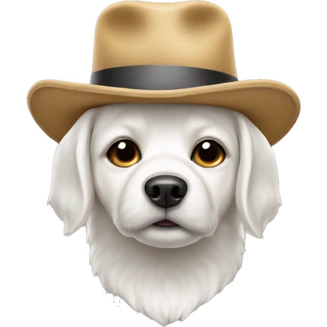 White dog with hat emoji