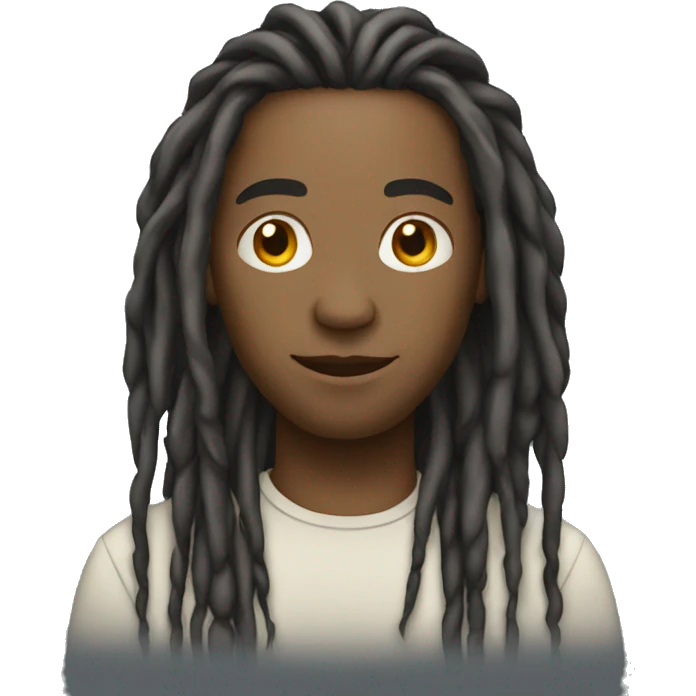 light skinned black man with long dreads standing emoji