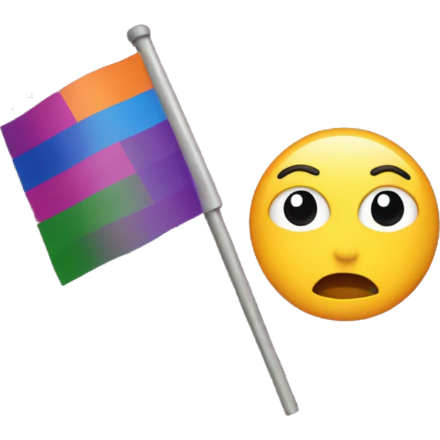Lesbian flag with a surprised emoji emoji