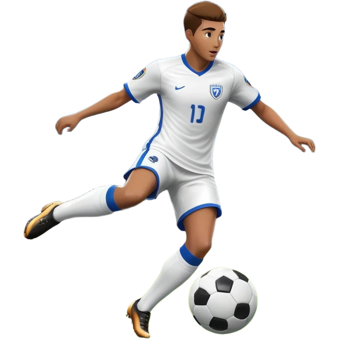 An icon representing sports gaming, inspired by EA Sports FC 25. The design features a dynamic soccer player kicking a ball, with a digital scoreboard in the background. Bright stadium lights illuminate the action, capturing the thrill of the game. Transparent background emoji